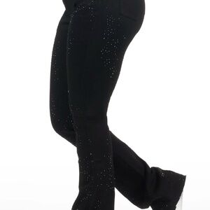 Brigette Black Rhinestone Stacked Flare Jean